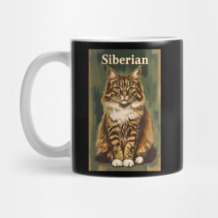 Siberian Cat Artistic Vintage Print Mug